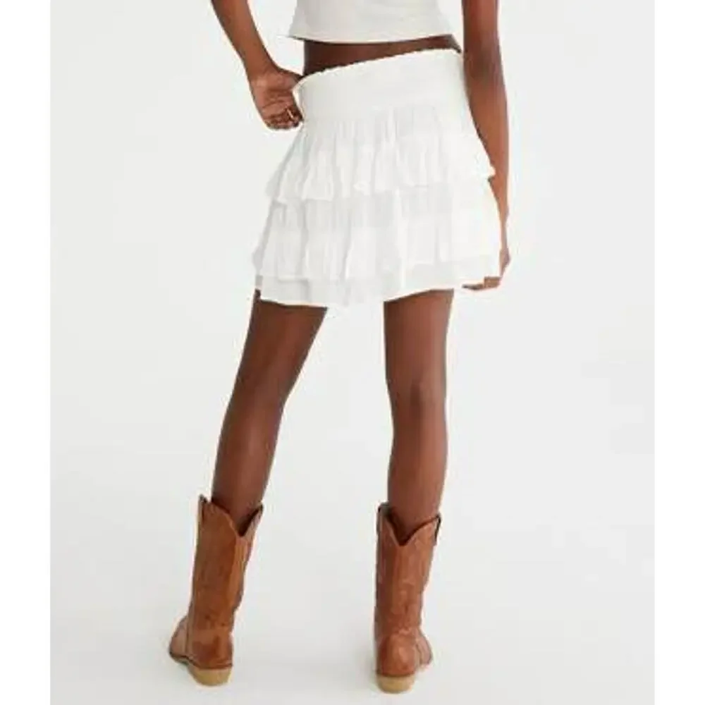 Aeropostale Women’s Medium White High-Waisted Ruffled Flippy Skort